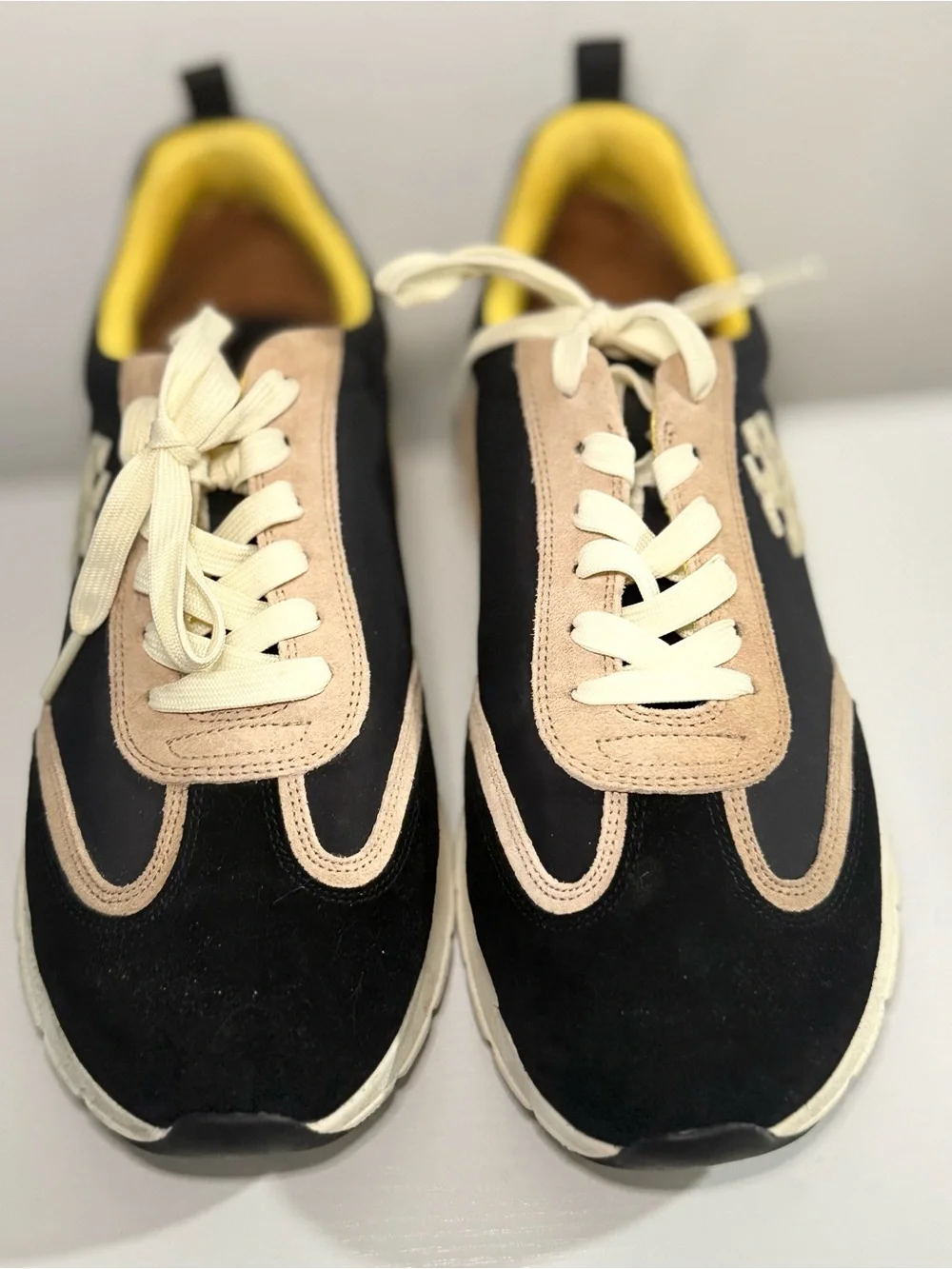 Tory Burch Black and Beige Lace-Up Platform Sneakers worn once.Sz42